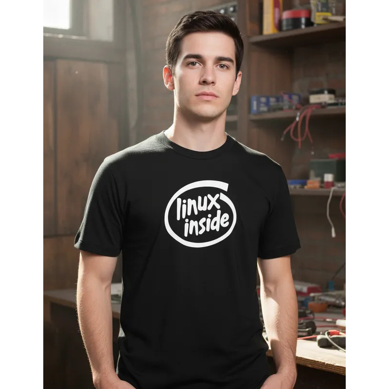Camiseta Camisa Linux Inside Programador Programação Sistema Nerd Pinguim Informática