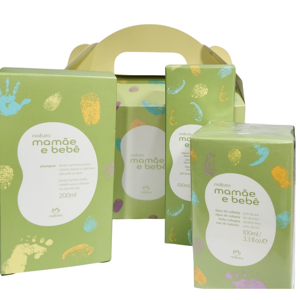 KIT MAMÃE E BEBÊ: COLÔNIA 100 ML, SHAMPOO 200 ML E SABONETE LÍQUIDO 100 ML E CX. ESPECIAL