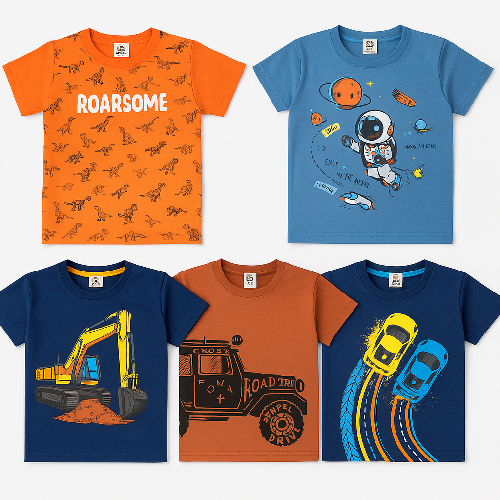 👕 KIT 5 CAMISETAS INFANTIS MASCULINAS TAMANHO 1 AO 12 ANOS 100% ALGODÃO | ESTAMPAS SORTIDAS em Oferta na Shopee