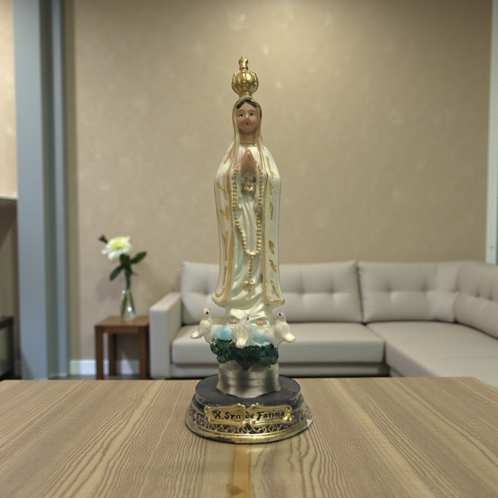 imagem em resina nossa senhora de fatima opção com oratorio capela protetora maria - imagem santa capela