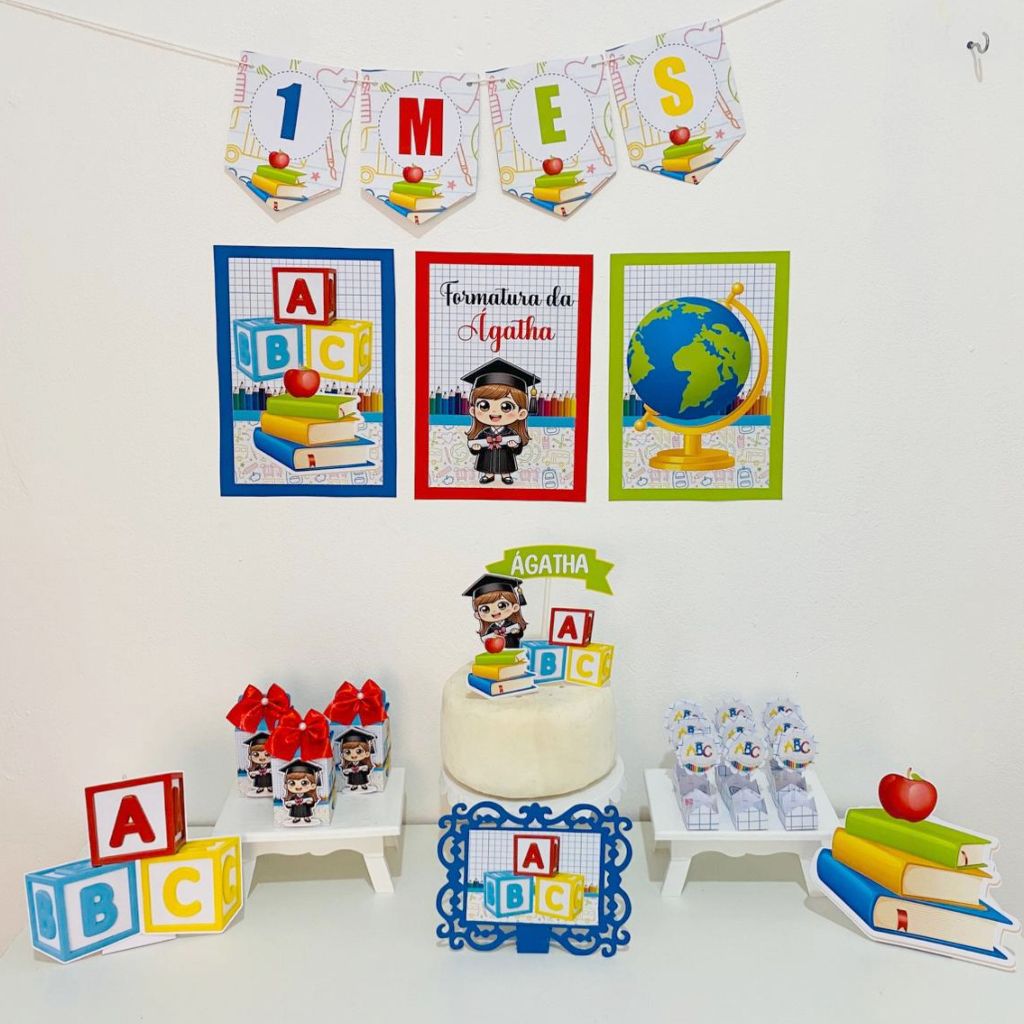 Kit Festa Formatura Abc- Personalizado Só um Bolinho | Aniversário  | Lembrancinha | Festa Escola - 50 itens