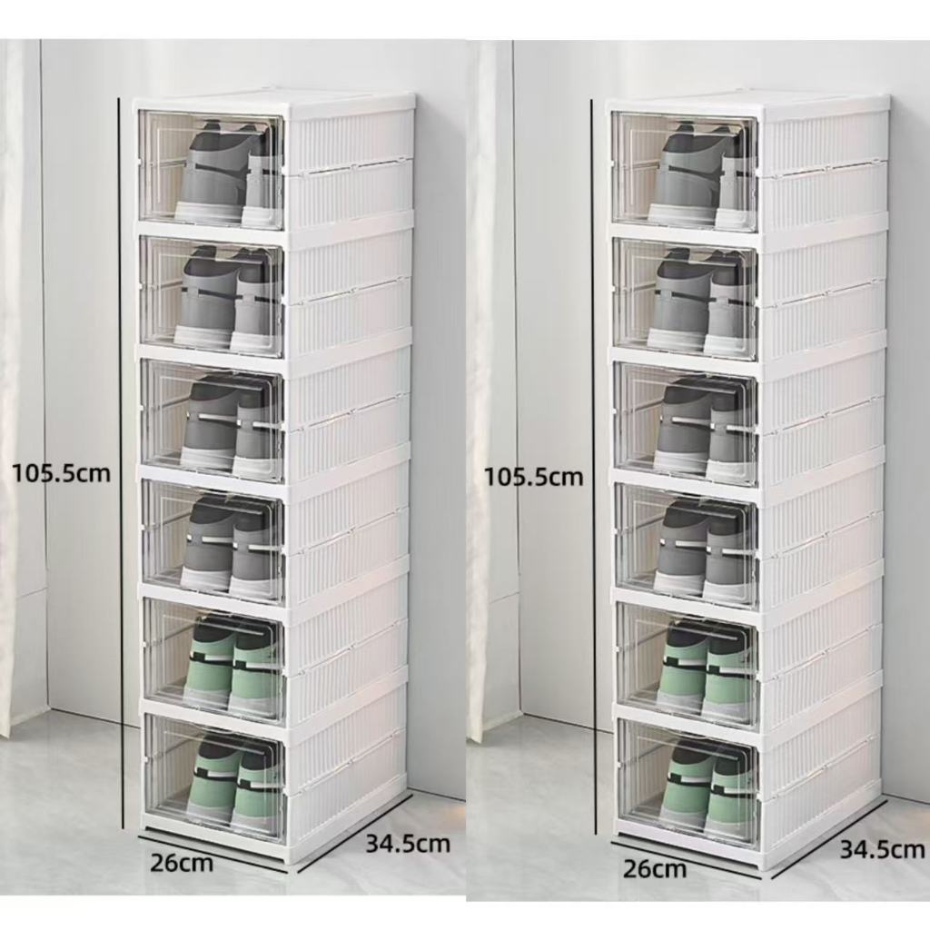 KIT  Caixa De Sapato Dobrável Armazenamento Transparentes Sapateira Empilhável Prova De Poeira
