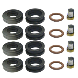 KIT REPARO PARA BICO INJETOR TOYOTA COROLLA 1.8 16 V 02/07 DENSO VERDE/ROSA (04 FILTROS, 04 ANEIS E 08 VEDACOES) (BICO I
