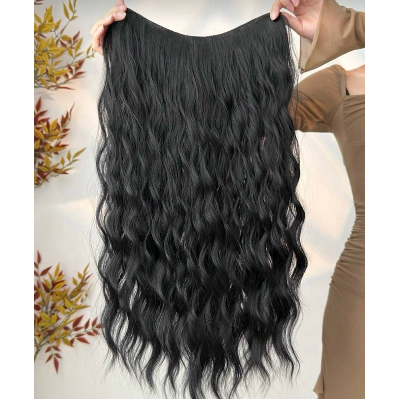 Aplique tic tac cabelo ✨russo humanizado 200g✨65cm preto/castanho fibra russa ondulado mega hair aplique organico origi