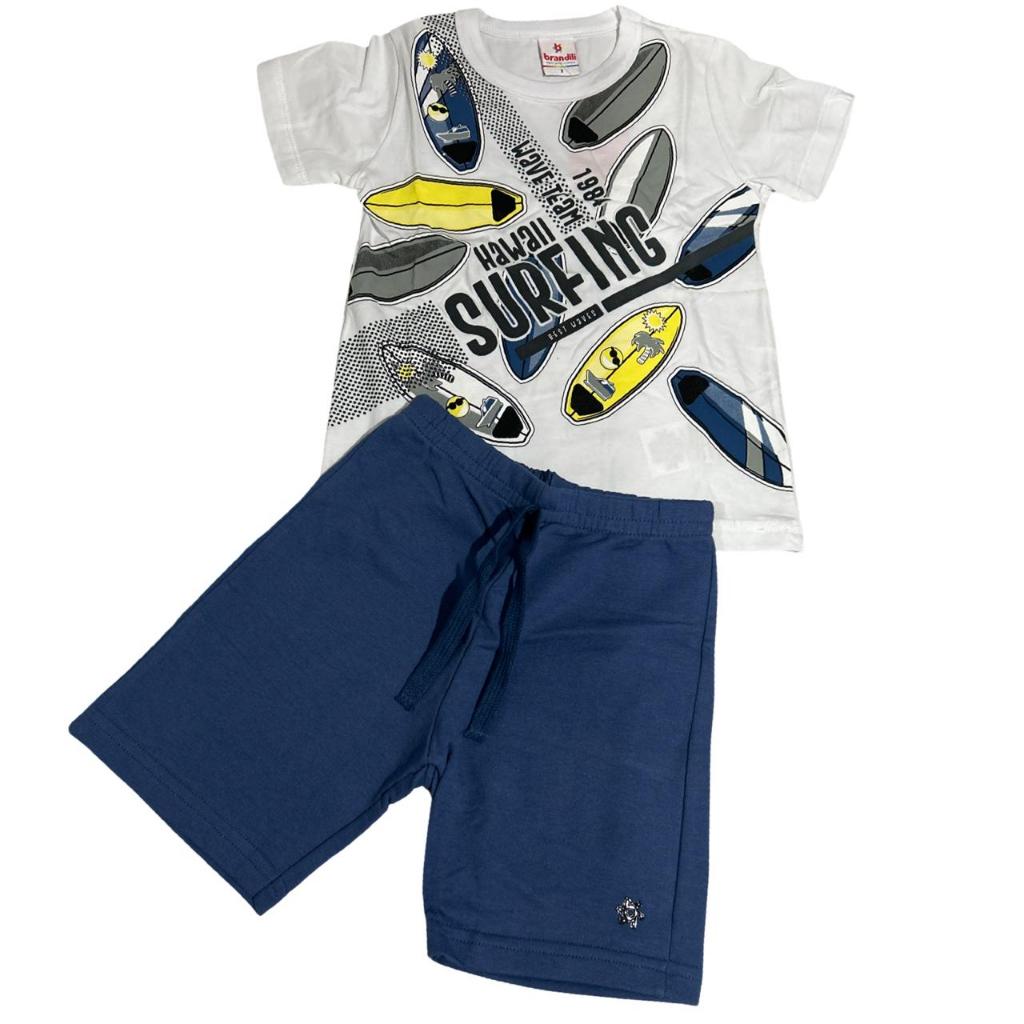 Conjunto Masculino - infantil -  Menino - Camiseta + Bermuda- Tamanho : 03 -  Marca: Brandili