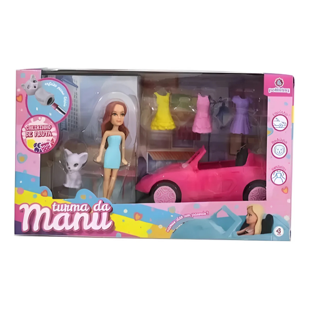 Turma da Manu – Carrinho de Passeio com Boneca e Acessórios Polibrinq Top