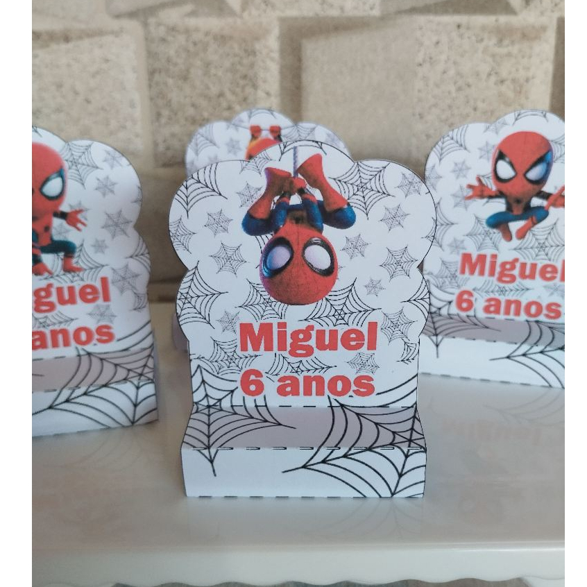Porta Bis Duplo Personalizado Homem aranha | Lembrancinha Festa Jardim Homem aranha | Papel 180g