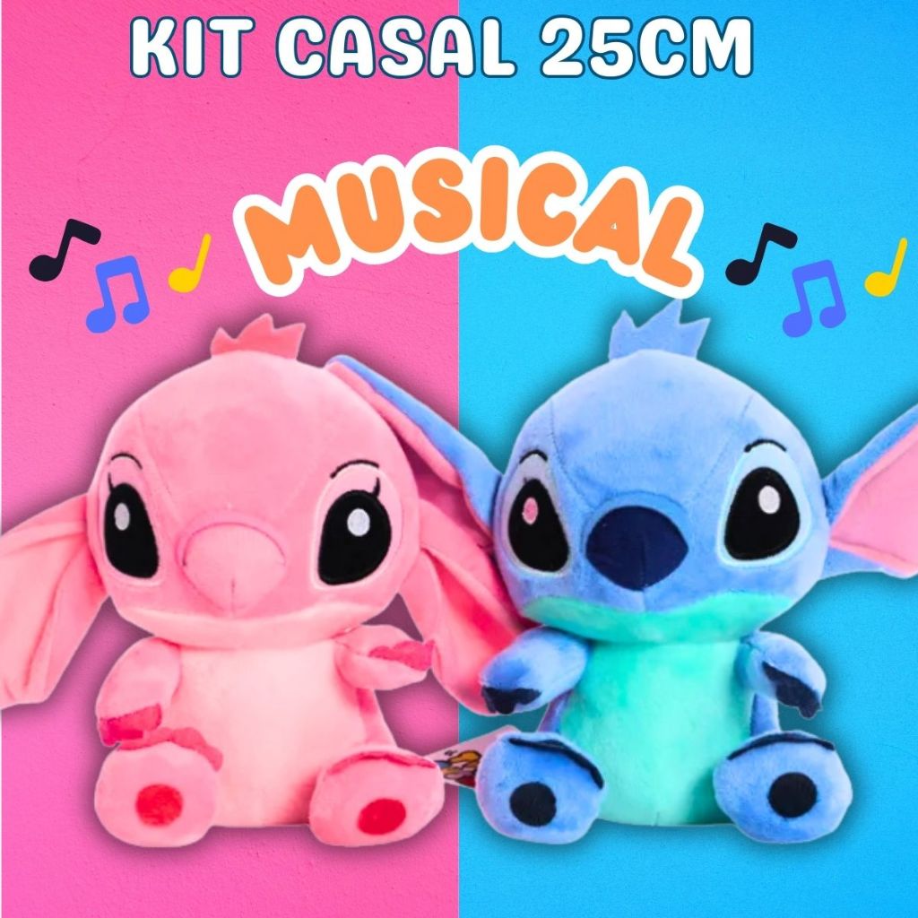 Pelucia Stitch E Angel MUSICAL pelúcia Lilo boneco brinquedo urso de pelucia grande stitich ursinho