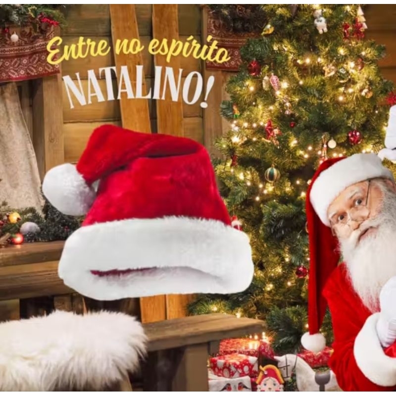Gorro de papai Noel, touca de natal, veludinho 40cm, chapéu de papai Noel.