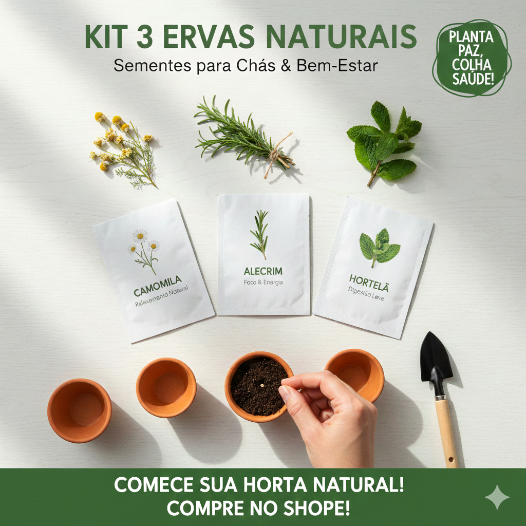 Sementes De Ervas Naturais Sementes de Camomila, Alecrim e Hortelã - Sua Farmácia Orgânica em Casa