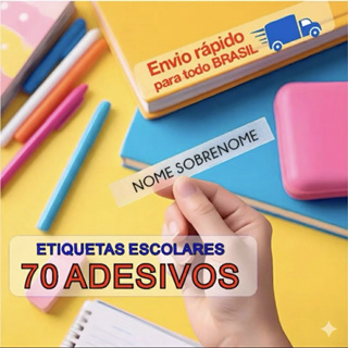Etiqueta 50x10mm Transparente Folha com 70 unid Personalizada para Identificação Material Escolar em Oferta na Shopee