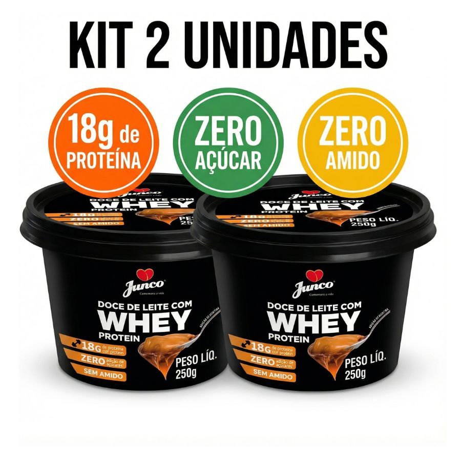 Kit 2 Doces Zero Açúcar Doce de Leite com Whey Protein Junco 500g Sem Amido Doce Fit Para Dieta e Pós-Treino