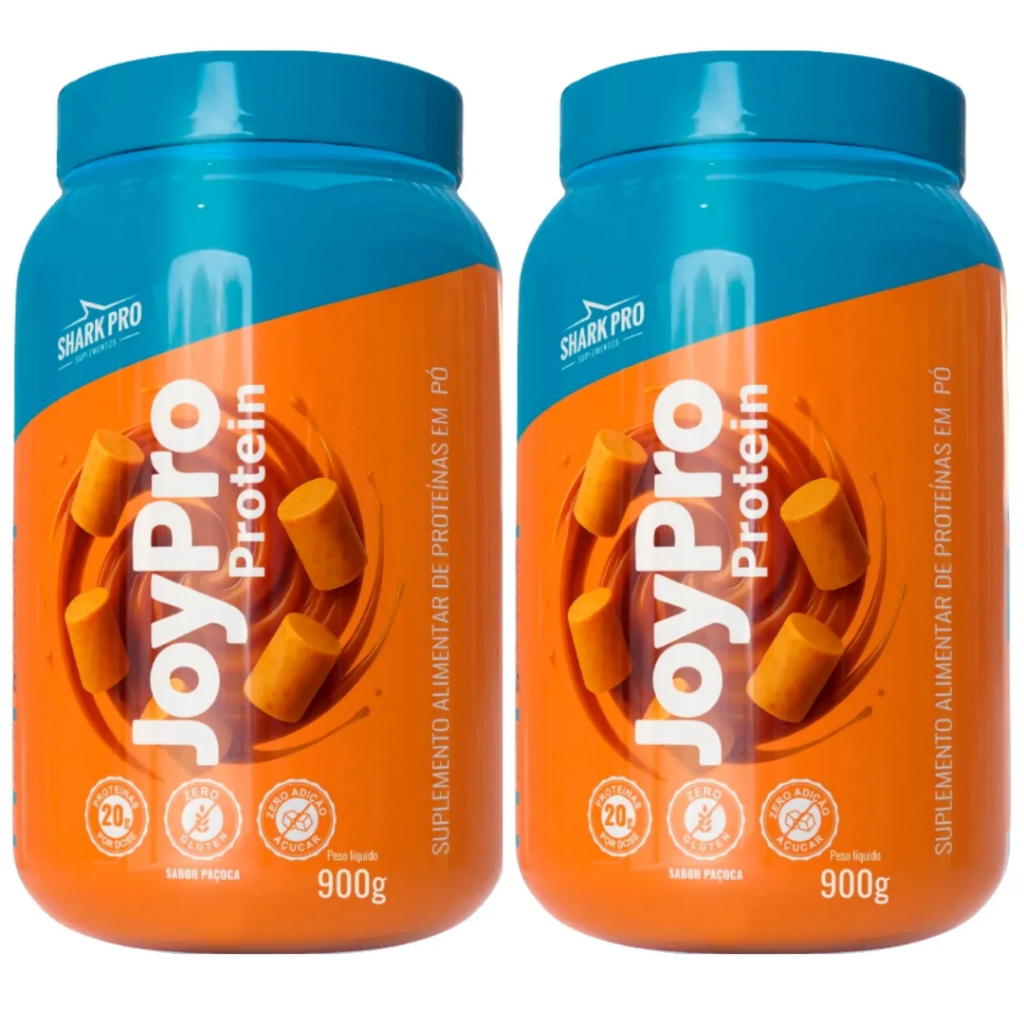 Kit 2x Pote Joypro Whey Protein 900g - Shark Pro 100% Concentrado em Oferta na Shopee