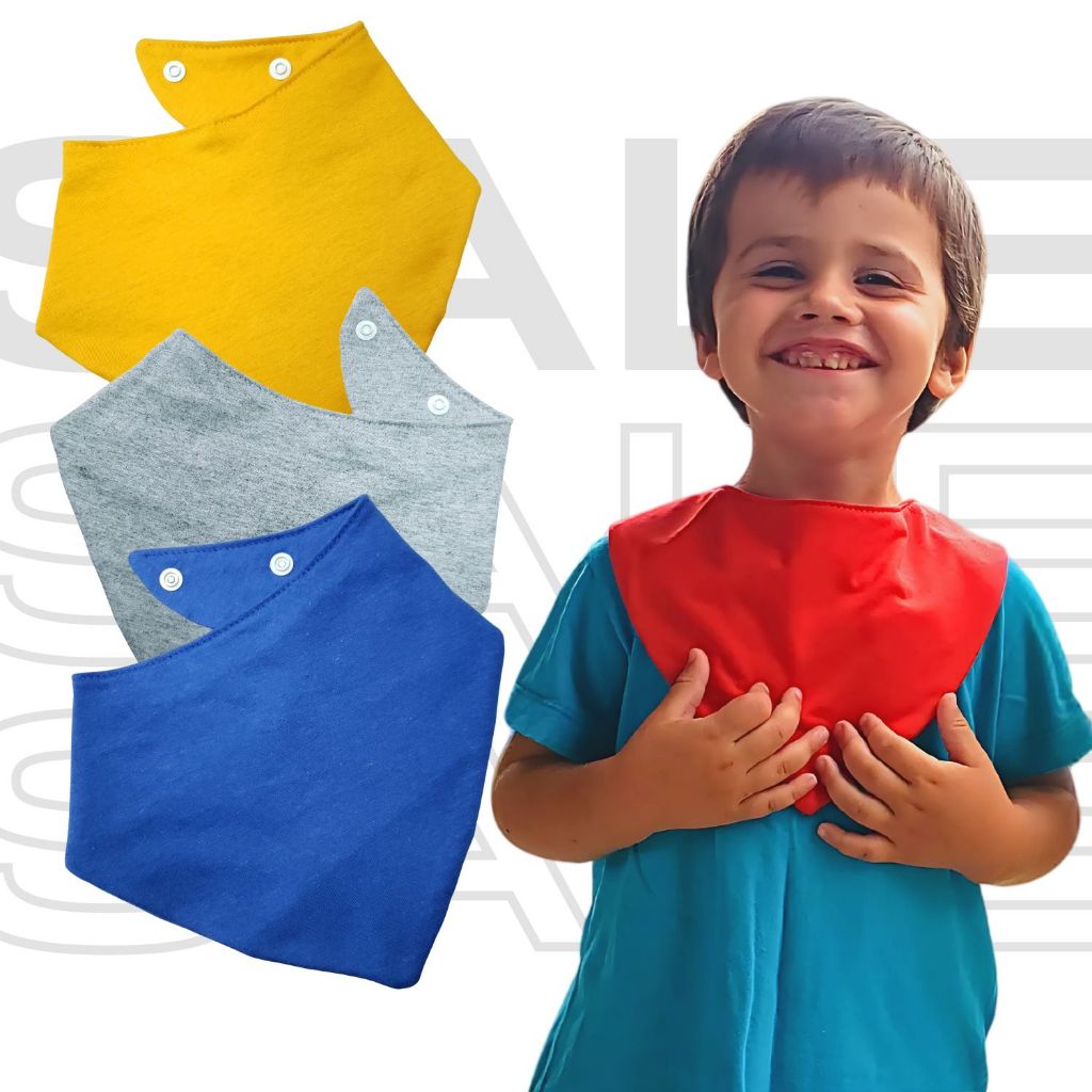 Kit 3 Babador Bandana Impermeável Bebê Dupla Face Kit 3 Peças Com 3 Regulagens