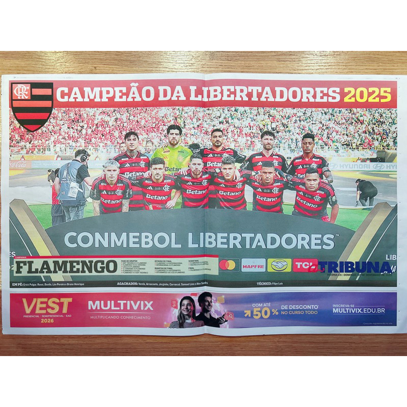Pôster do Flamengo Campeão da Libertadores da América 2025 !