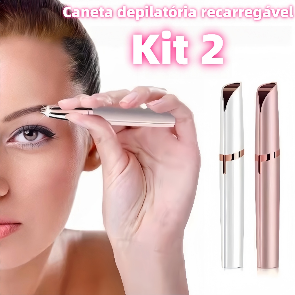 kit 2 Caneta Depiladora Sobrancelhas Design Indolor Flawlbss Recarregável Indolor em Oferta na Shopee