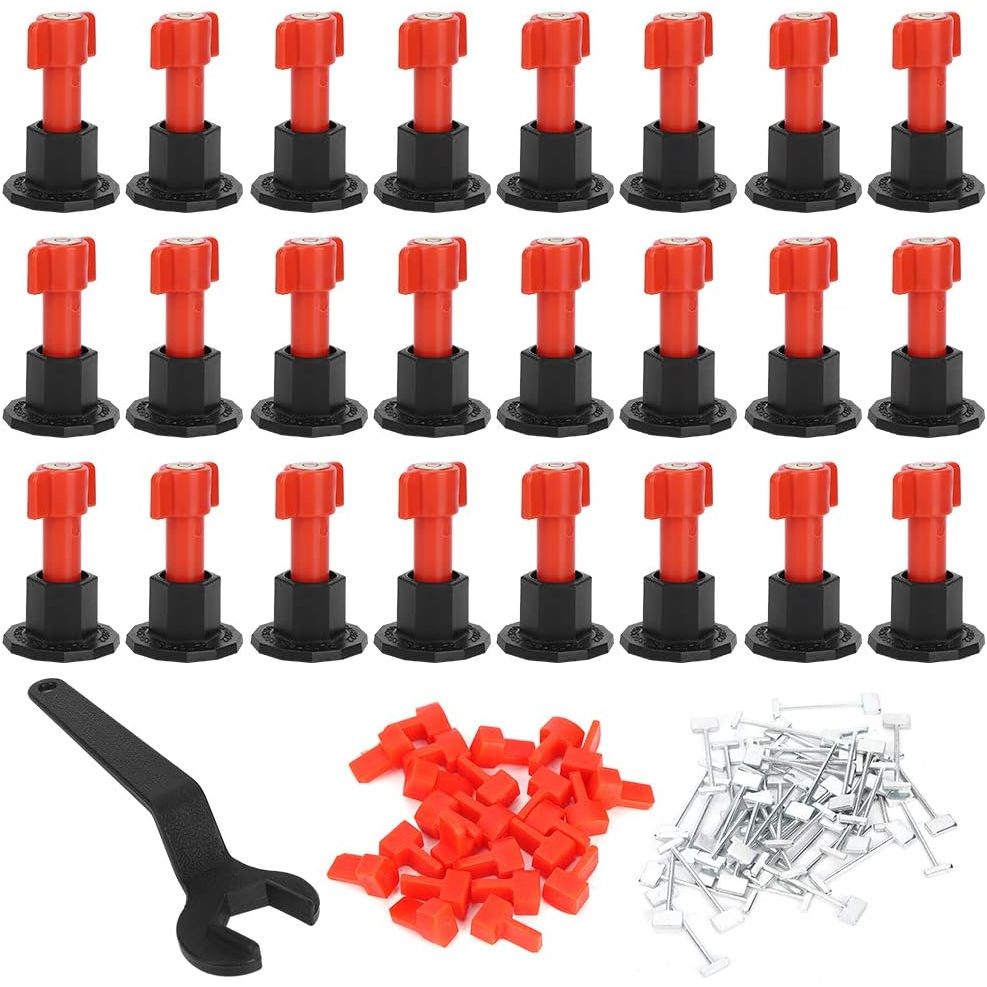 Kit Nivelador de Rosca Reutilizável Espaçador , contendo 24 calços de nivelamento 40 pinos de aço, com chave específica