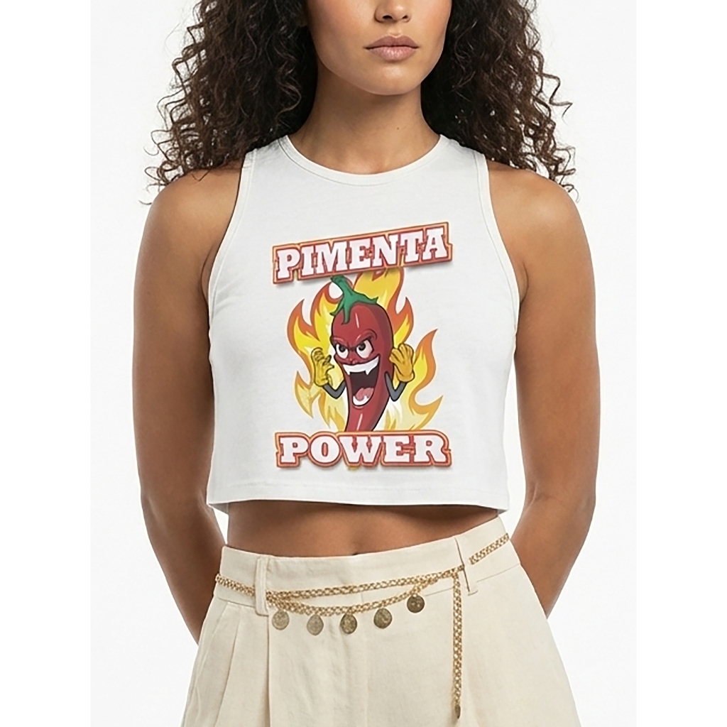 Blusa Pimenta Power Cropped Regata Crop Top Soltinha - No Sense