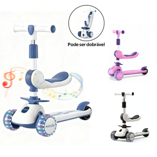 Patinete infantil 3 em 1 dobrável com LED e música suporta até 100 kg P15 em Oferta na Shopee