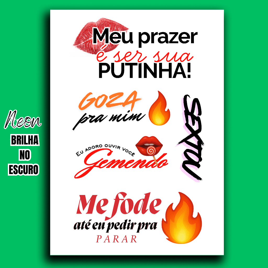 5 Tatuagens Temporárias Brilha No Escuro Neon Íntima Depilação Sedução