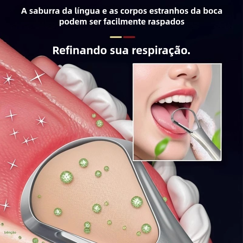 Raspador de Língua de Aço Inox - Limpador para Higiene Bucal Profunda — imagem 2 de 2