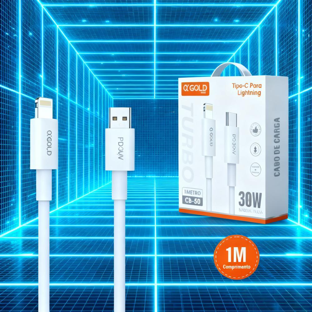 Cabo A'Gold - Conectores Tipo C e Lightning para Dispositivos Apple CB-50