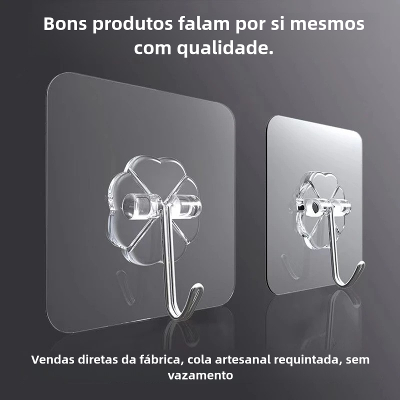 KIT 10/20 Ganchos Adesivos Metálicos - Kit 5/10/20 Universais: Força para Casa Elegante