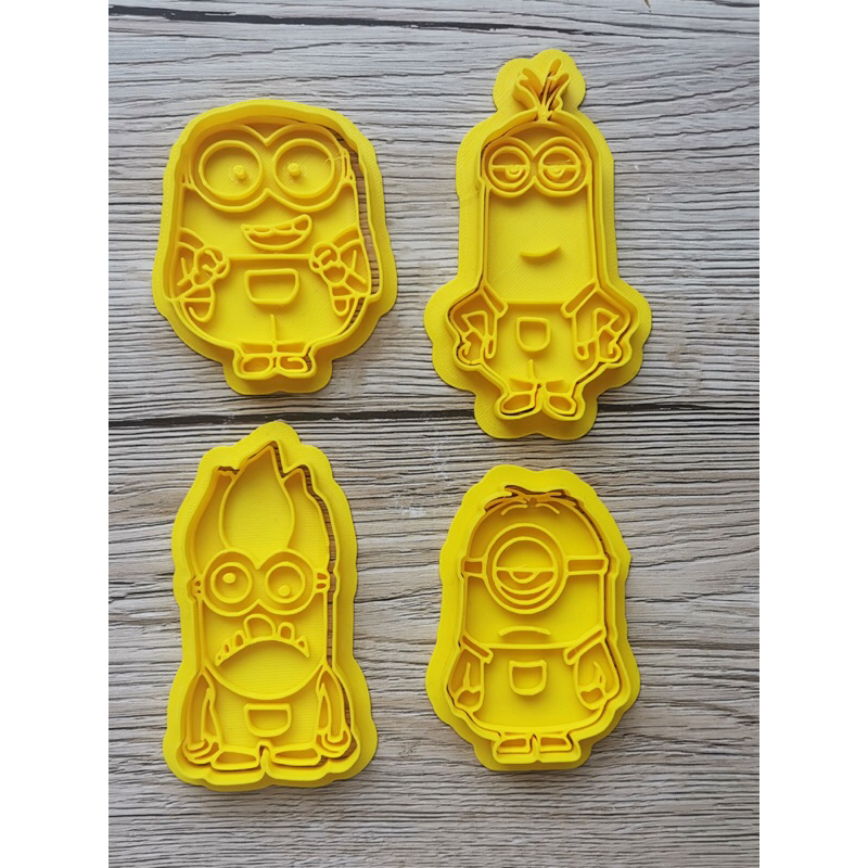Cortador + Carimbo de Biscoito Minions – Kit 4 Modelos | Impressão 3D, Festa Infantil e Confeitaria