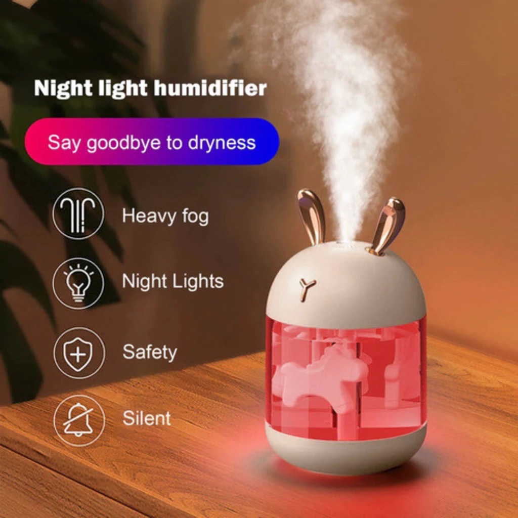 Difusor de Aromas Coelho Mágico: Humidificador Infantil com 300ml e 8h de Funcionamento Contínuo