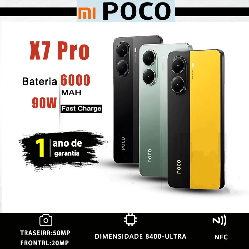 Xiaomi POCO X7 Pro 5G NFC Versão Global 512GB/12GB - 256GB/8GB AMOLED 6.67 Bater