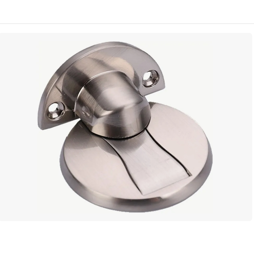 Trava Magnética para Porta Sem Furo Inox Escovado com Adesivo | Fixador Antimpacto Premium