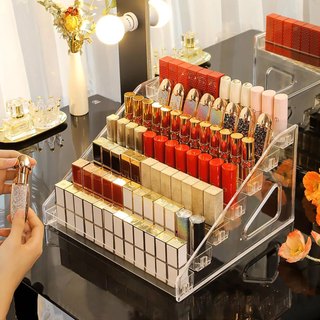 Organizador de Esmalte Acrílico Transparente Grande 3/5/7 Prateleiras Suporte de Mesa Para Exposição Para Cosméticos
