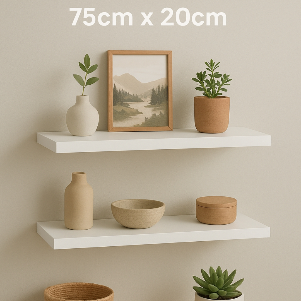 Prateleira Multiuso Flutuante MDF, 75x20cm  Suporte Invisível - Cozinha, Sala, quarto, Escritório.