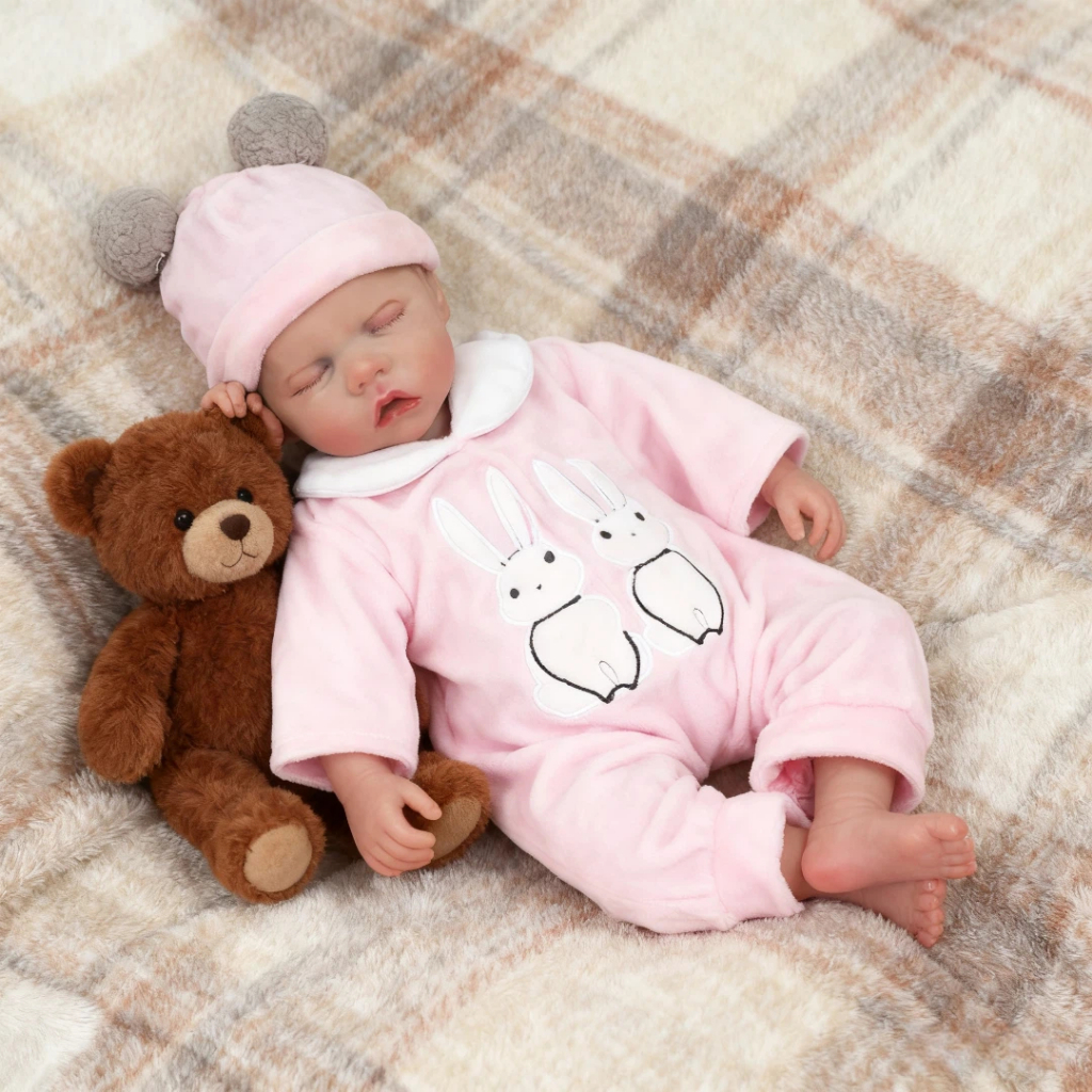 Bebê Reborn Boneca Silicone 48cm Menina Ohlo Fechado Rosa em Oferta na Shopee