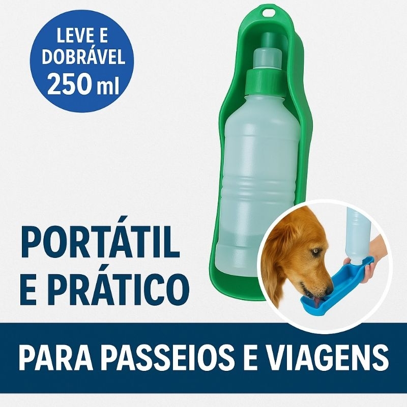 Garrafa para Cachorro e Gatos Portátil 250ml | Bebedouro Pet para Passeio e Viagem