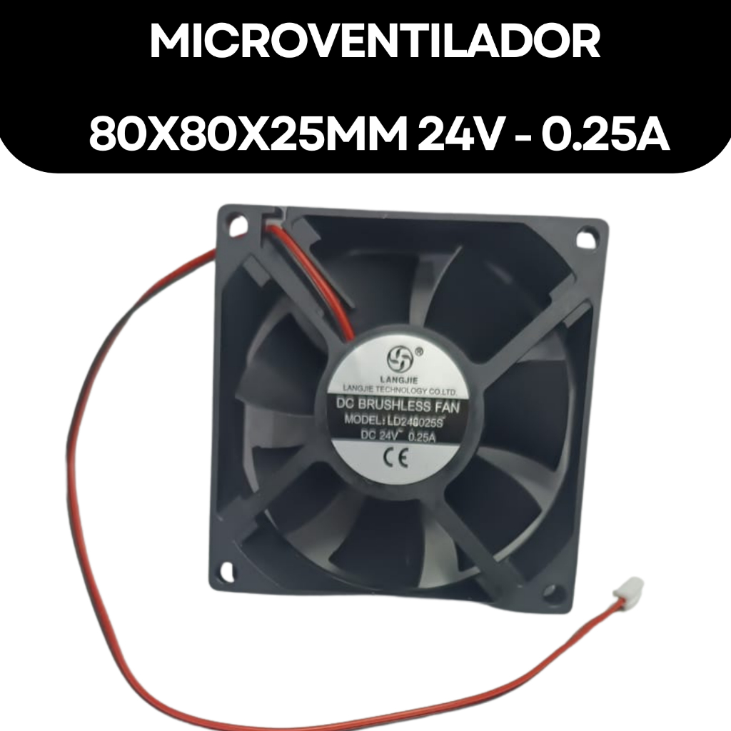 Microventilador Cooler Ventoinha fan 80x80x25mm 24v  8cm Painel Eletrico Maquina Solda Refrigeraça 8x8x2,5 cm