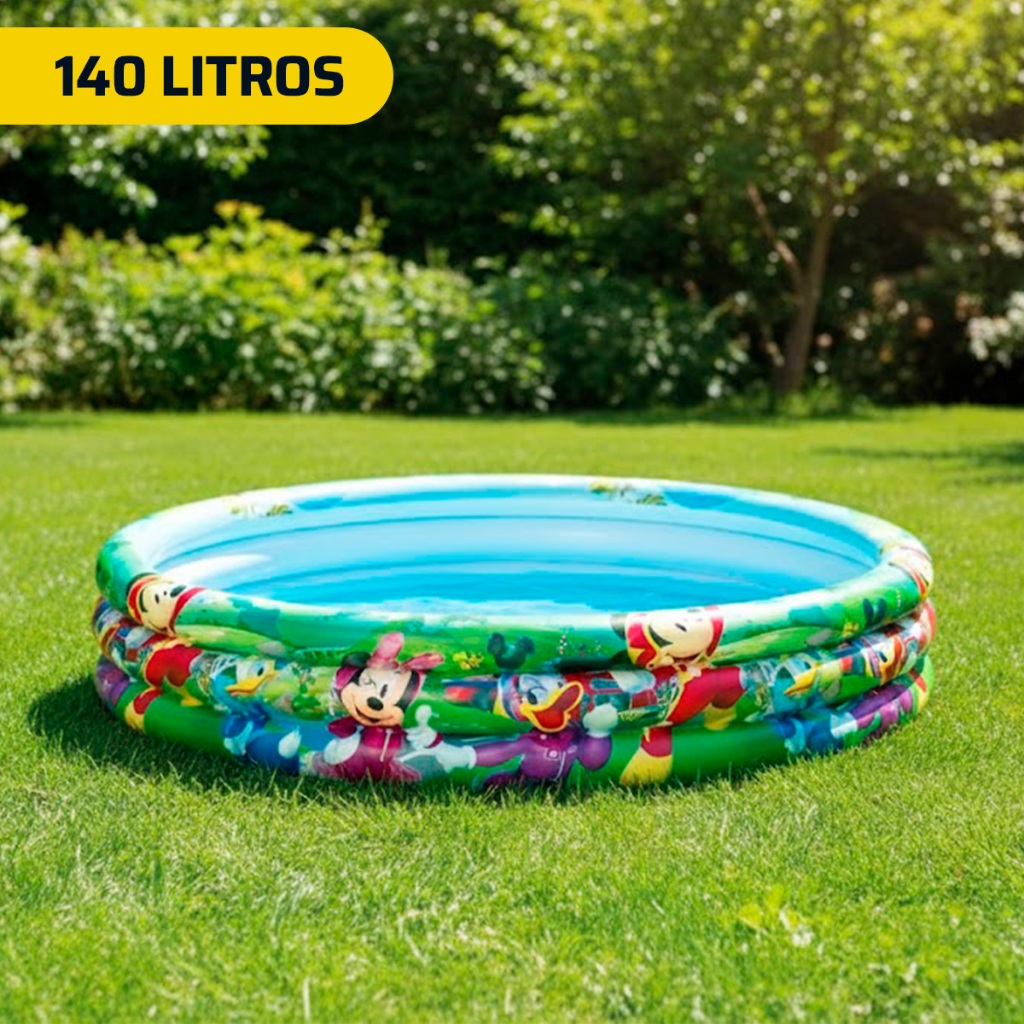 Piscina Infantil Inflável Redonda Mickey 140 Litros Resistente, Segura e Fácil de Montar Bestway