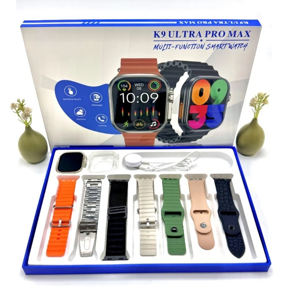 2026 Novo Smart Watch K9 Ultra Pro Max Seri 10 NFC 49mm com 7 Pulseiras Esporte