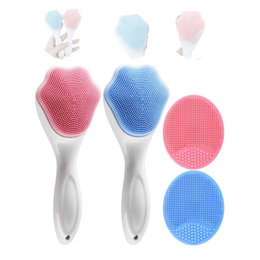 2 Escovas De Silicone Para Esfoliação E Limpeza Facial