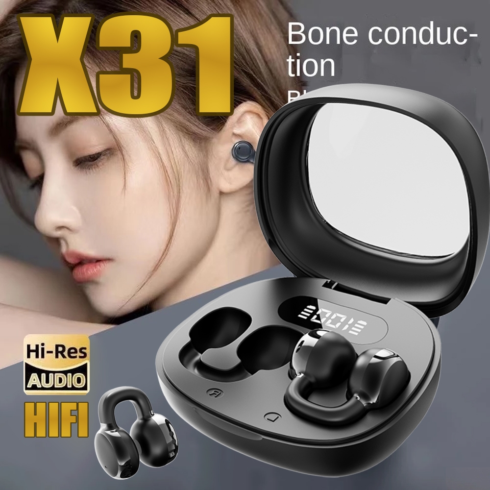 2026 X31 Fone de ouvido sem fio Bluetooth TWS com clipe de ouvido estéreo sem fio em Oferta na Shopee