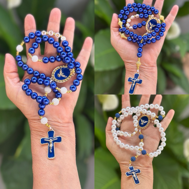 Terço Católico Personalizado Espírito Santo Presente Mimo Batismo Batizado Crisma Jesus Presente