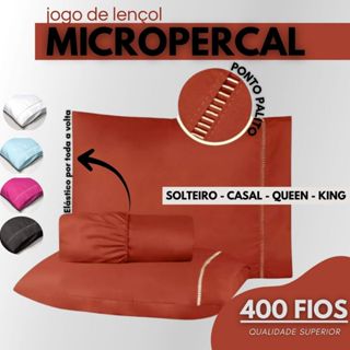 Jogo de Lençol MICROPERCAL 400 FIOS Acabamento Ponto Palito - Solteiro Casal Viúva Queen King em Oferta na Shopee