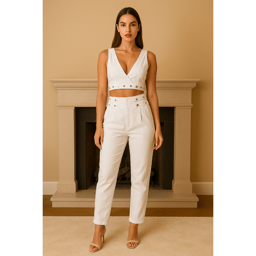 Conjunto Feminino Cropped e Calça Magnólia Alfaiataria - PROMOÇÃO Item Premium em Oferta na Shopee