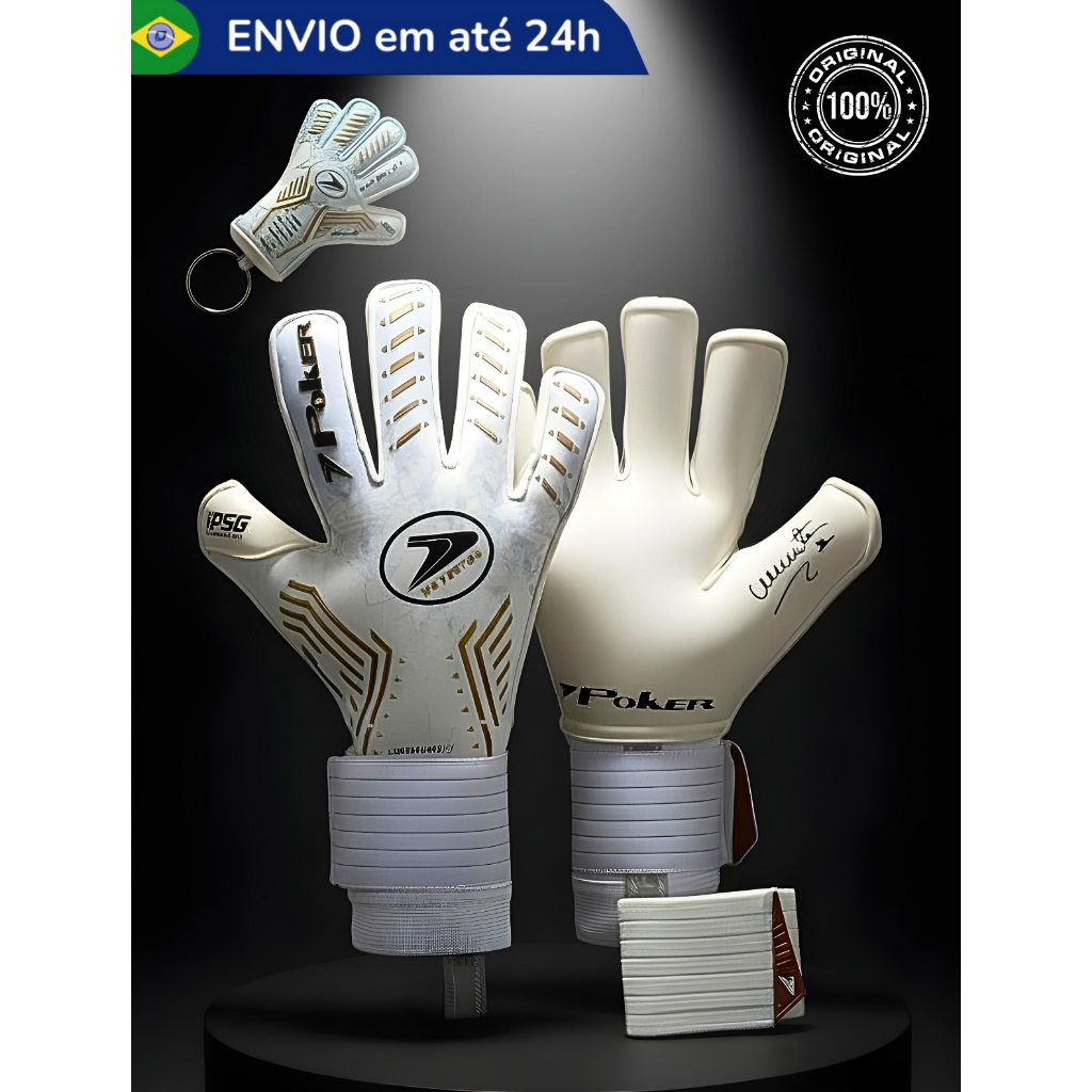 Luva do Goleiro Weverton Breath com Grip e Aderência Futebol Profissional Sintético Campo Society