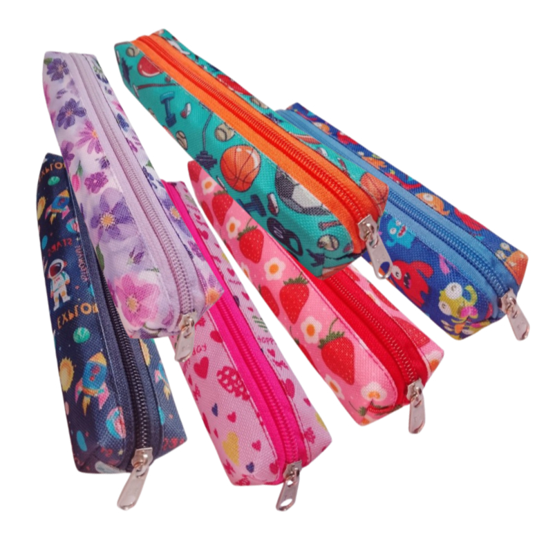 Estojo Escolar Básico Fininho Porta Lapis Um Ziper Em Nylon Resistente em Oferta na Shopee