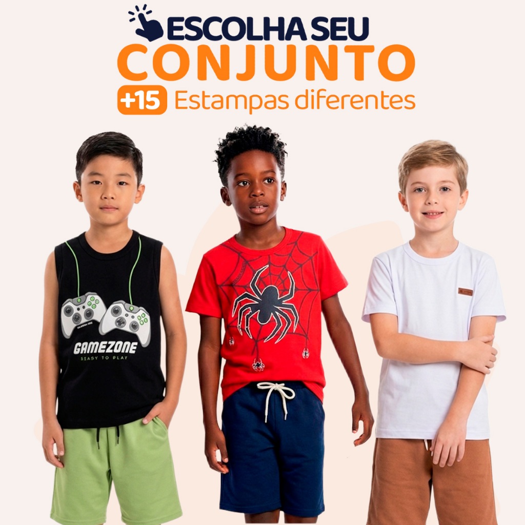 Conjunto Infantil Masculino Menino Verão Manga Curta Tamanho 2 ao 10 L03 em Oferta na Shopee