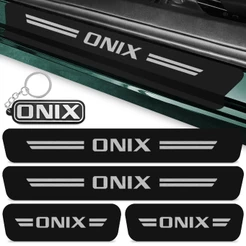 Kit 4 Peças Adesivo Soleira Porta Carro Modelo Compatível Onix 2012 A 2019 Proteção + Chaveiro