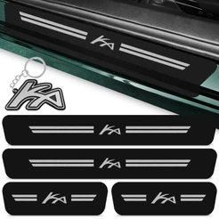 Kit 4 Adesivo Soleira Porta Carro Compativel Ka 2014 A 2021 Proteção Preto Fosco + Chaveiro