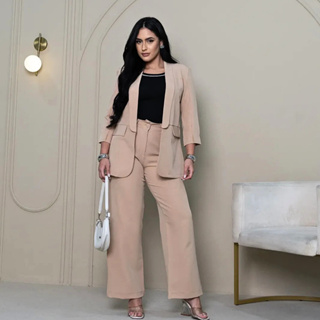 Conjunto Feminino Alfaiataria Premium – Blazer Moderno + Calça Pantalona Elegante em Oferta na Shopee