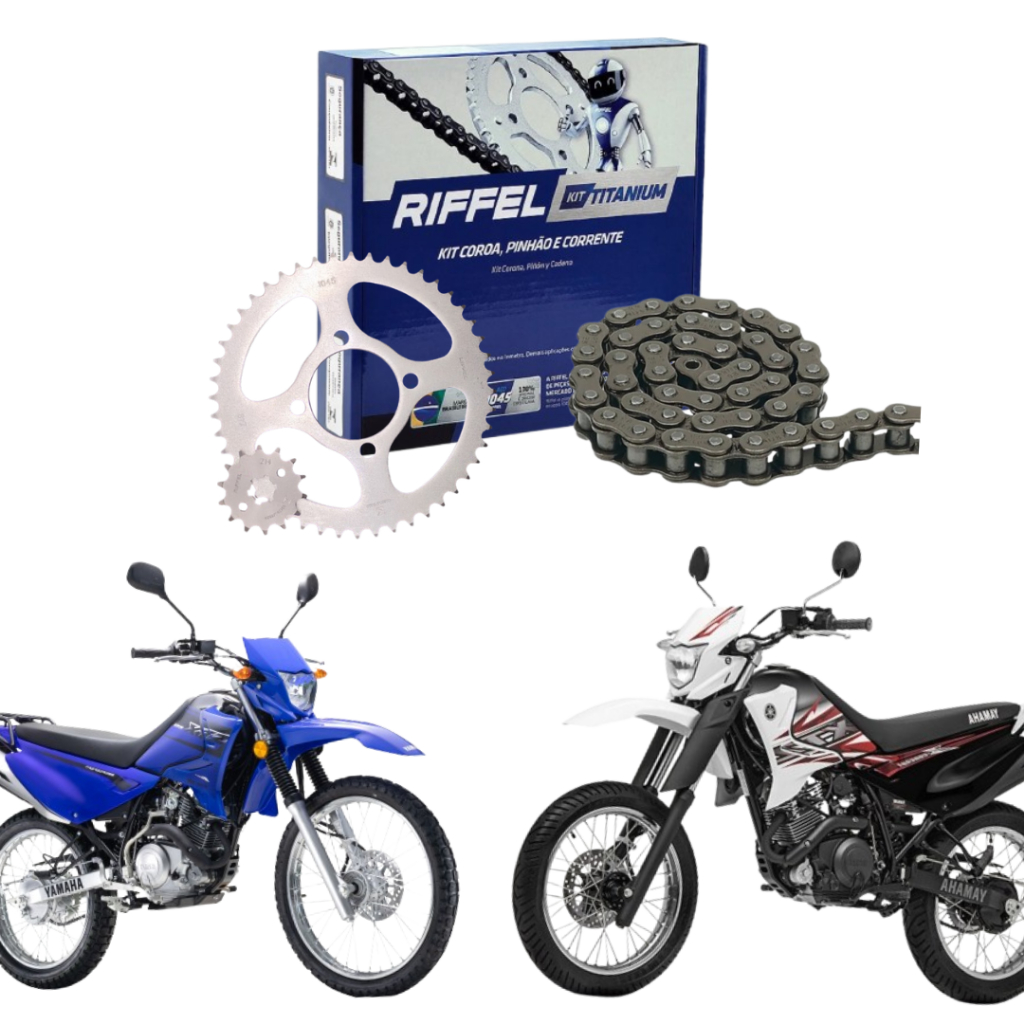 Kit Relação Tração Transmissão Yamaha XTZ 125 K - E - XE - XK 2002 A 2016 Original Riffel